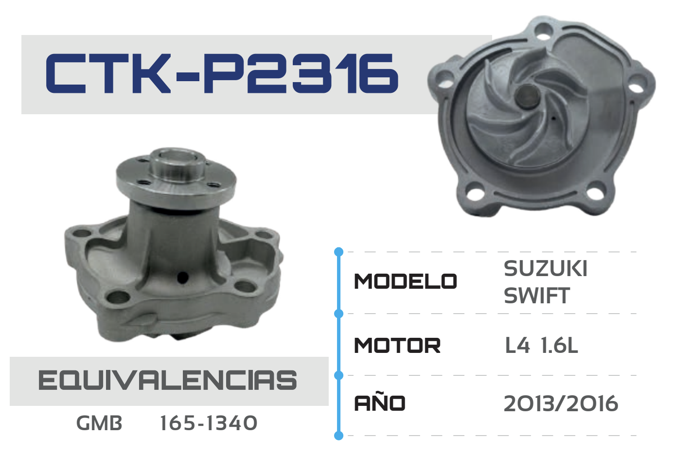 BOMBA AGUA SWIFT,VITARA,SX4 S-CROSS 1.6L 13-22